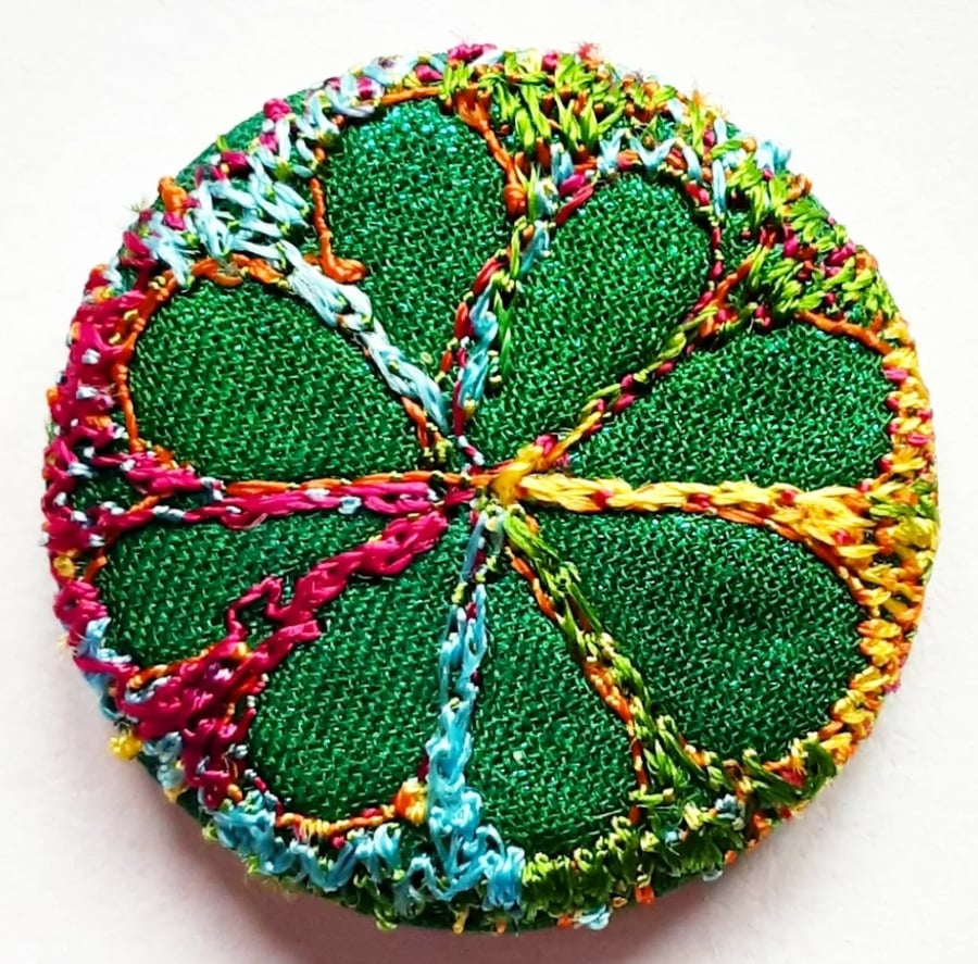 Buttons 1 inch button Hand Dyed Silks and Cottons Free Machine Embroidery Button