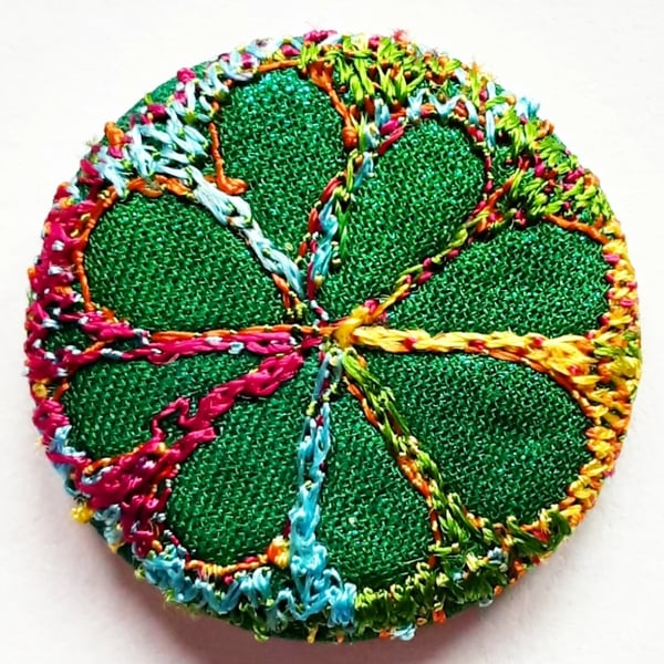 Buttons 1 inch button Hand Dyed Silks and Cottons Free Machine Embroidery Button