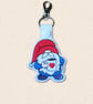Coffee Gnome Keyring - Embroidered Faux Leather Coffee Lover Bag Charm