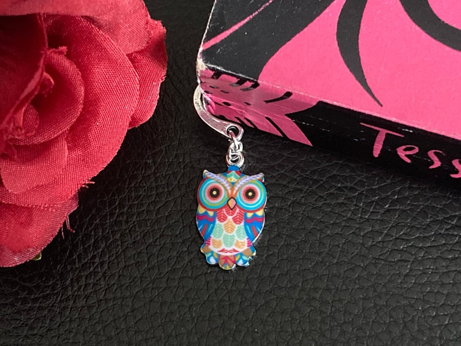 Blue Enamel Owl Bookmark, Book Lover Gift