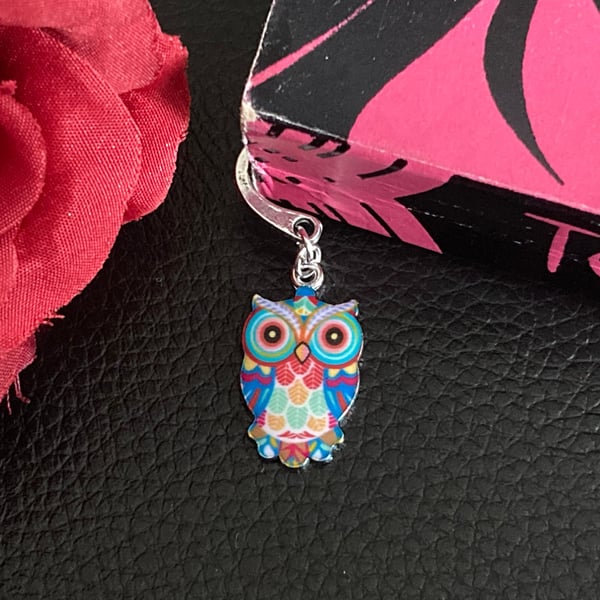 Blue Enamel Owl Bookmark, Book Lover Gift