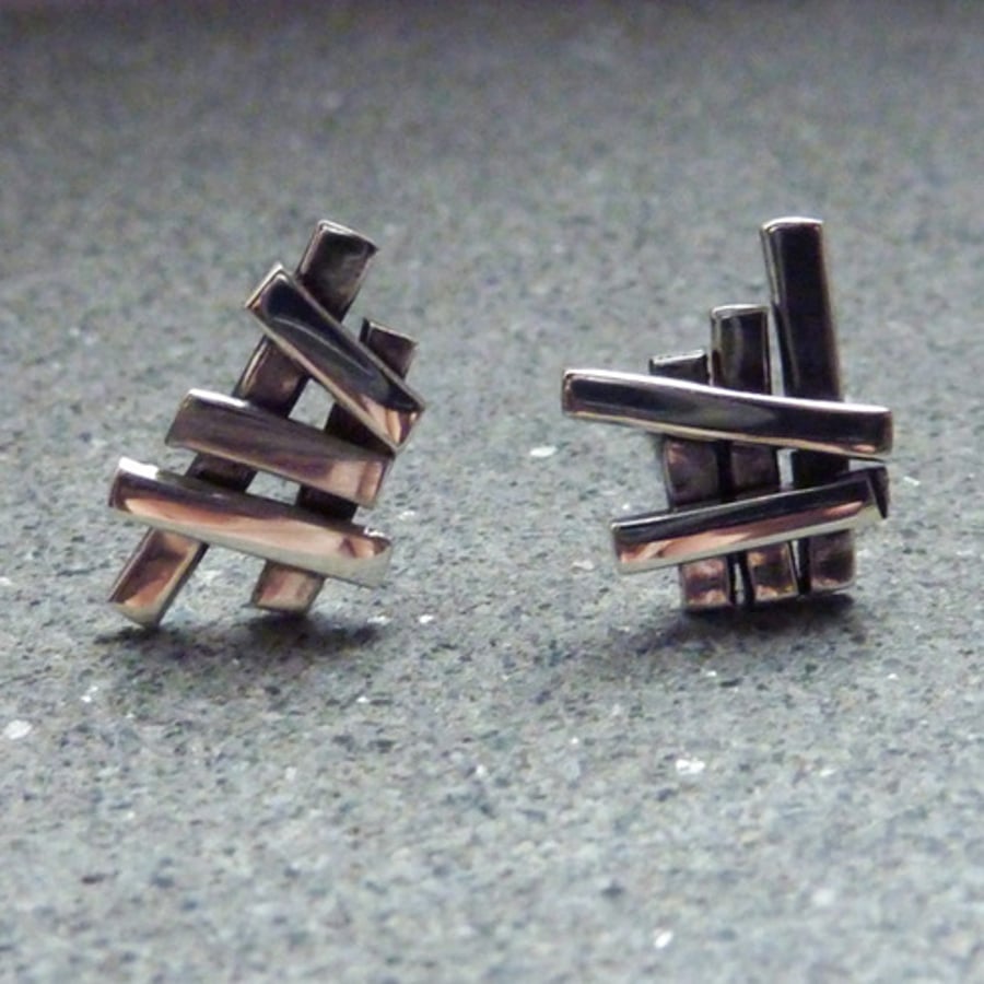 Image of Quirky contemporary silver 'doodle' studs