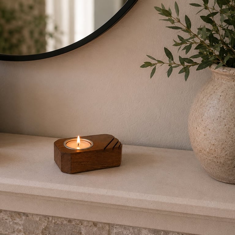 Reclaimed Teak Tealight Candle Holder – Handmade Contemporary Wooden Home Décor