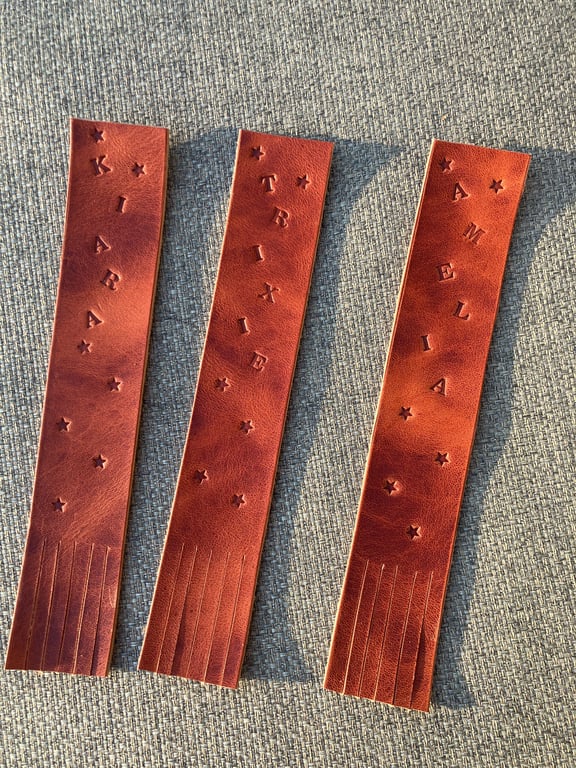 Personalised leather bookmark, handcrafted using full grain leather
