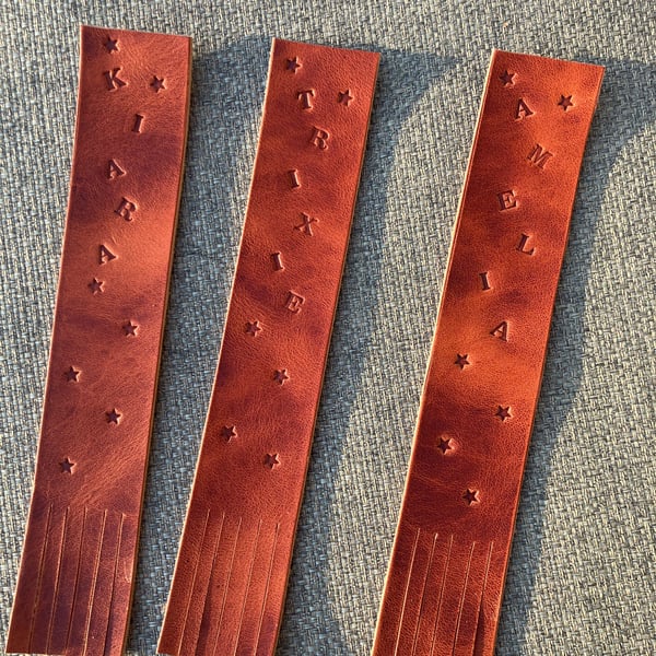 Personalised leather bookmark, handcrafted using full grain leather