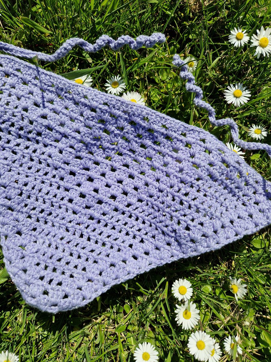 Lilac bandana, crochet bandana, sparkly bandana, purple bandana