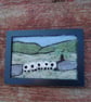 Sheep by a stonewall wool needlefelt picture.   White or Black frame - Image 5