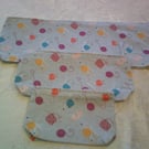 Pale Grey with Knitting and Crochet Design Set of 3 Zip Top Pouches