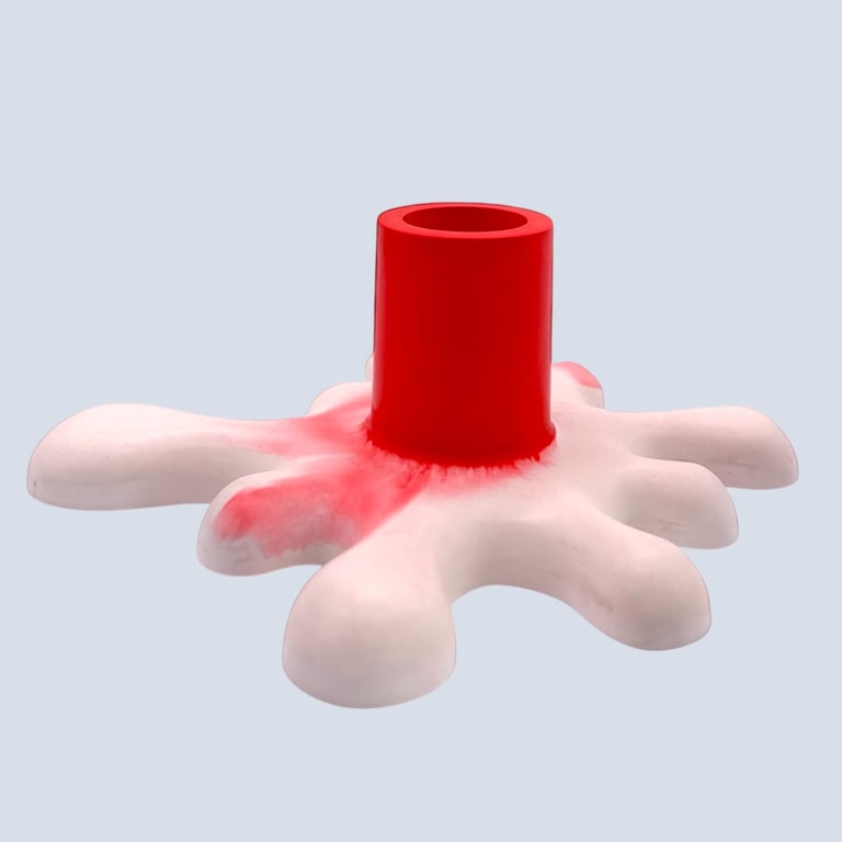 Modern Candlestick - Red and White Splat Shaped Candle Holder (SCH2)
