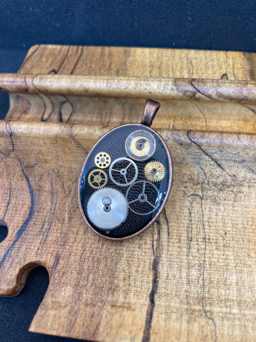 Oval steampunk pendant