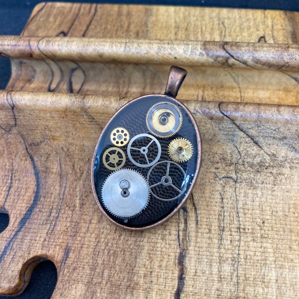 Oval steampunk pendant