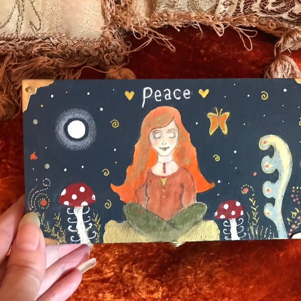 Hand painted wooden box "Peace" WITH FREEBIES! 