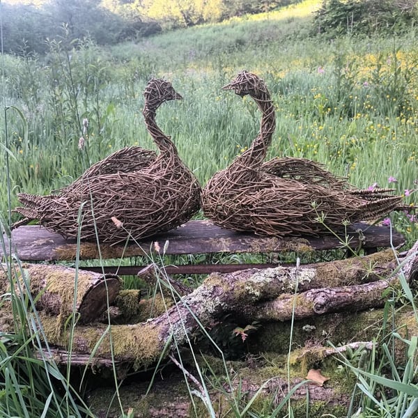 Swan, woven willow, bird, creatures, wicker, natural, environment, gardens, home
