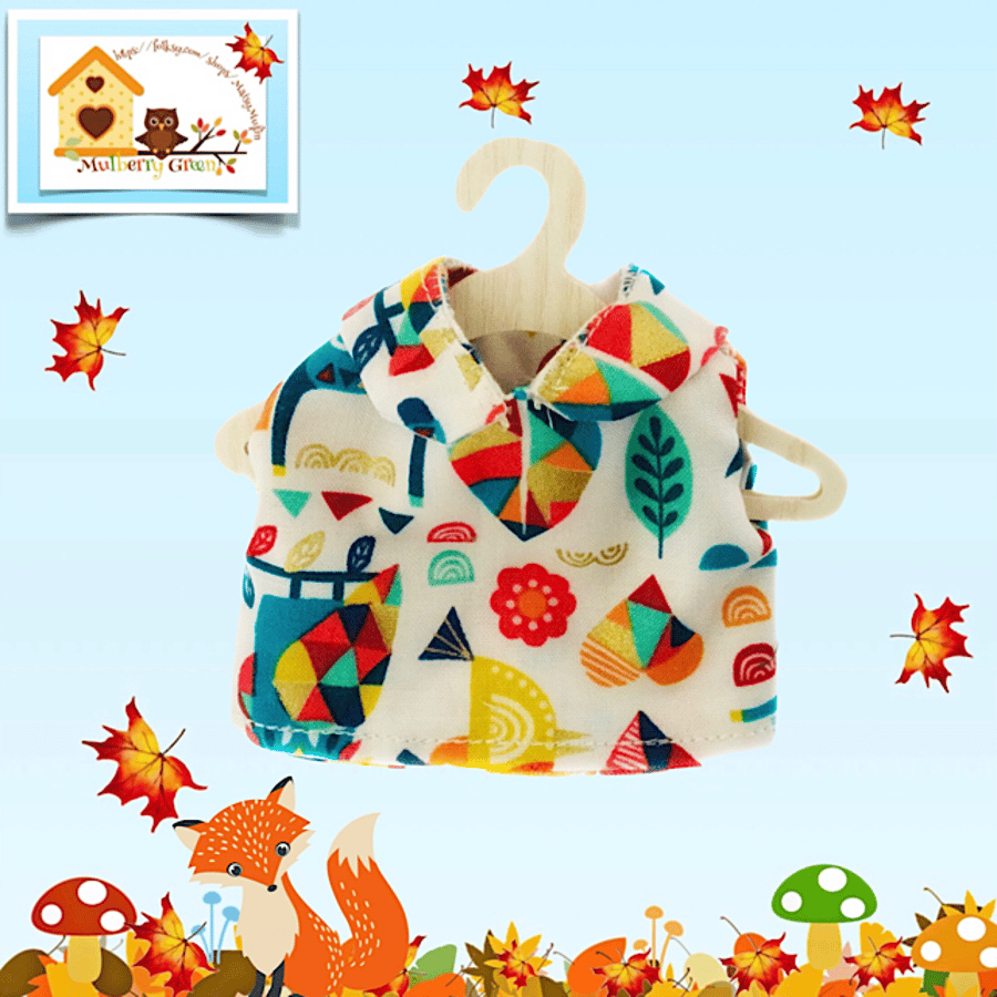 SALE ITEM - Bright Autumn Leaves Blouse with a Peter Pan Collar