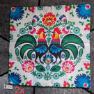 Folk Art Rooster Outdoor Cushion Covers (Pair)