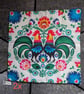 Folk Art Rooster Outdoor Cushion Covers (Pair)