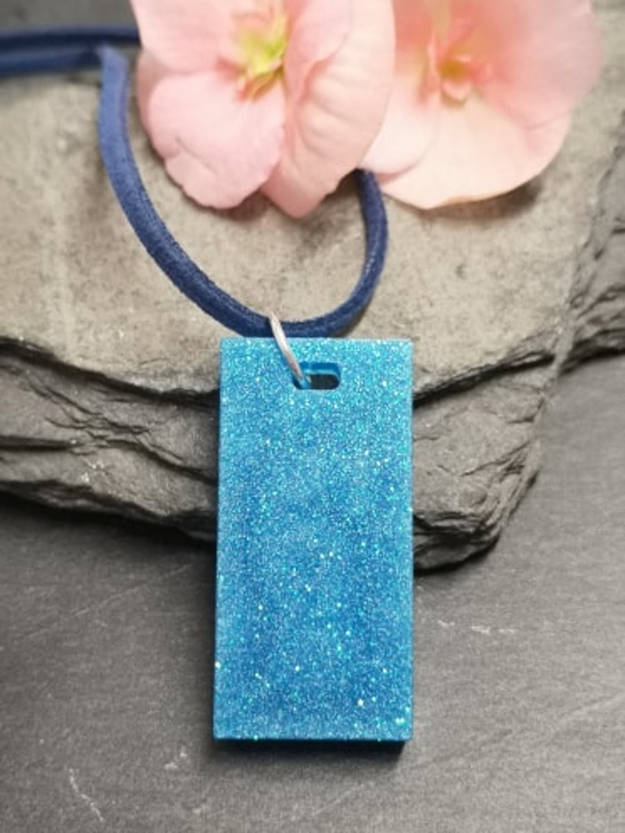Seconds Sunday Aqua Pendant handmade resin 