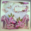Personalised Handmade Large 21st Birthday Card, shoes, flowers,elegant,3D decoup