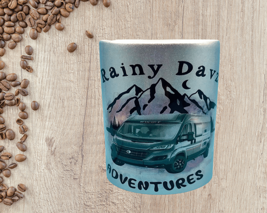 Personalised camping mug, with fiat ducato print