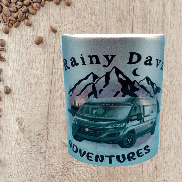 Personalised camping mug, with fiat ducato print