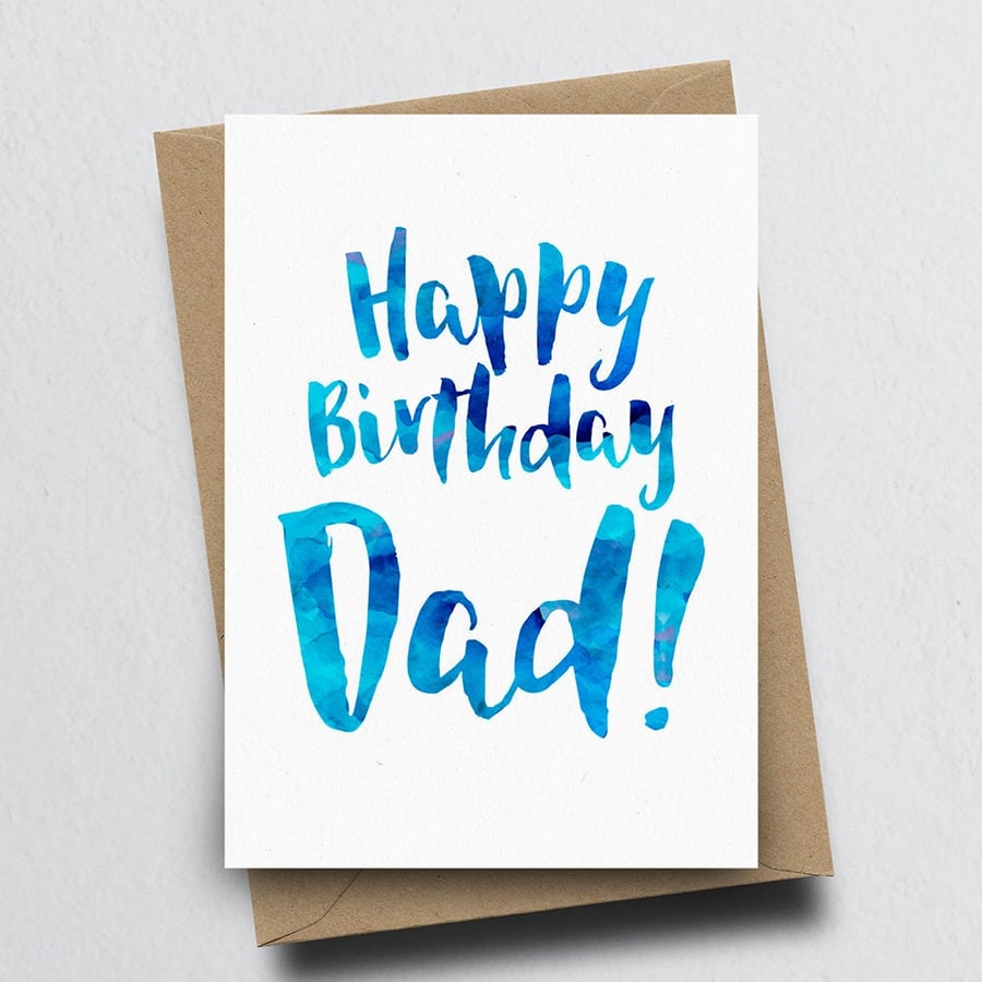 Happy Birthday Dad Greeting Card - Father Birthday Card, Daddy Card, Dad Card