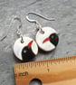 Handmade Ceramic and sterling silver Chough drop earrings - Image 2