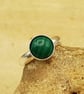 Adjustable Malachite ring. 925 sterling silver rings for women - Image 1