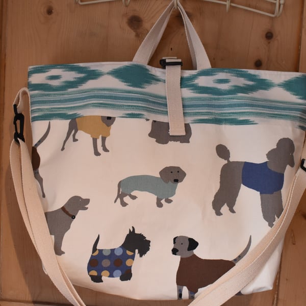 Dog lovers walking bag tote shoulder or crossbody for shopping and work 