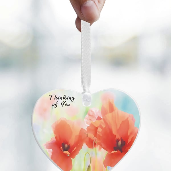 Poppy Remembrance Ceramic Heart - Sympathy Gift For Friend - Difficult Times