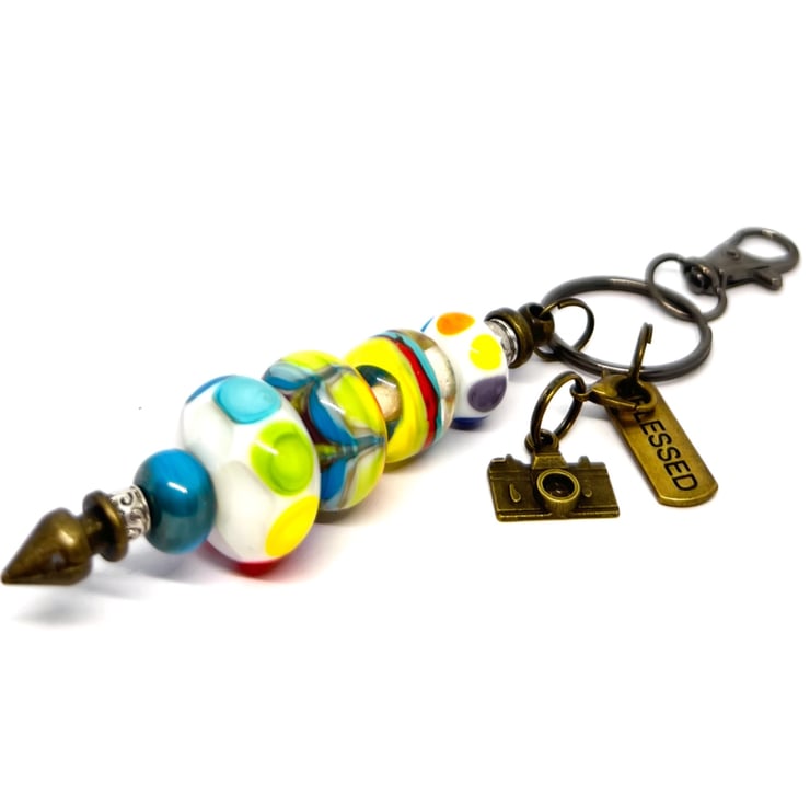 Handmade Bright Polka-Dot Lamp-work Glass Bead ... - Folksy