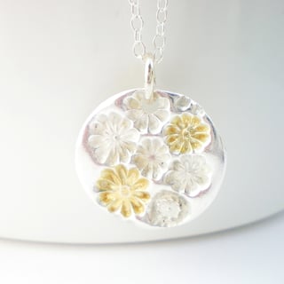 Floral Silver Round Pendant