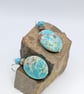 Terra Adorn  Artisan Blue Snake Skin Jasper, Dzi Agate & Turquoise earrings - Image 4