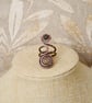 Antique Copper Spiral Ring with Blue Stone, Boho Statement Ring, 