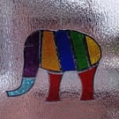 Stained Glass hanging suncatcher colourful elephant