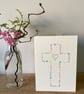 Hand-drawn floral cross card, blank inside, baptism, christening, Easter - Image 2