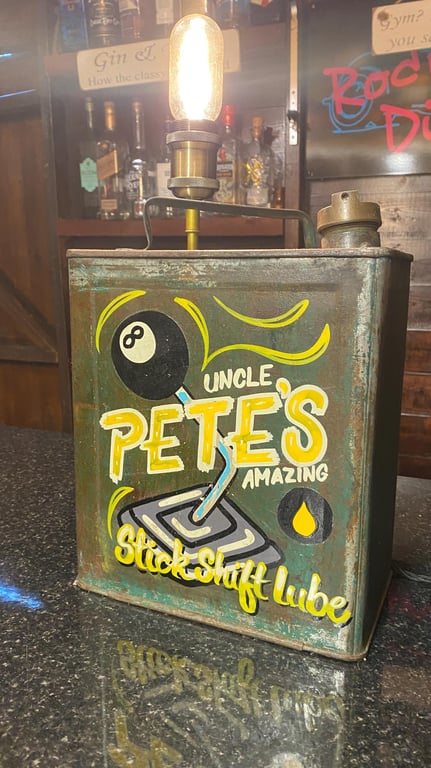 Up cycled original vintage petrol tin lamp