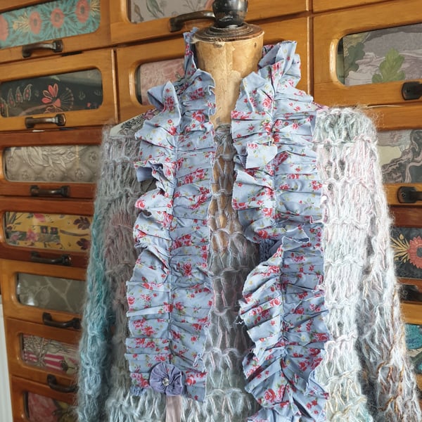 Hand dyed ditsy print and knit scarf