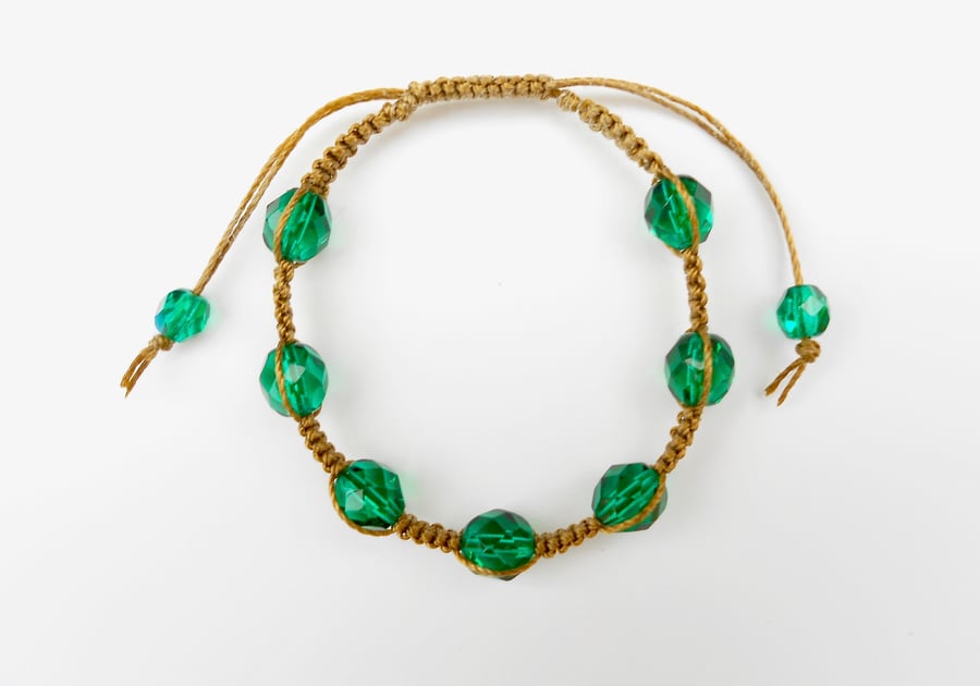 For May Birthday Emerald Micro Macramé Bracelet