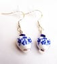 Floral Ceramic Heart and Crystal Earrings.