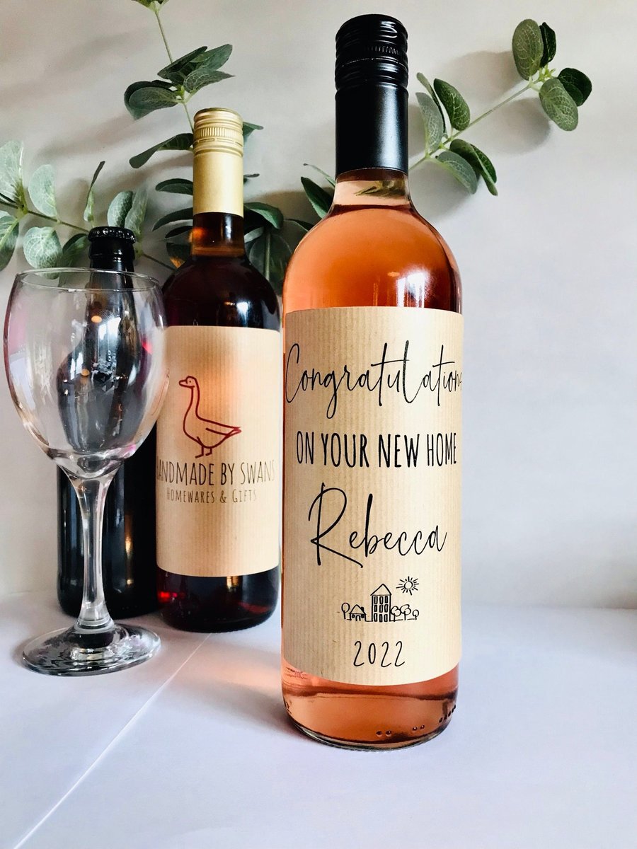 Personalised New home wine bottle label, housewarming gift, new home wine label,