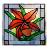 Orchid Stained Glass Suncatcher Rose Red Framed 