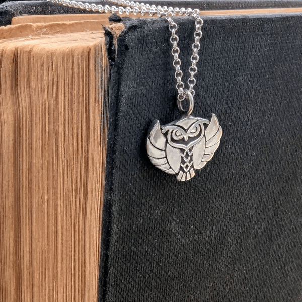 Sterling Silver Flying Owl pendant