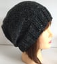 Custom Order for Rob, Dark Grey Unisex Beanie, Charcoal Hand Knit Slouch Hat - Image 1