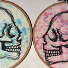 Colourful skull drawing embroidery 
