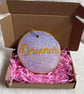 Hand-Painted 'Dreamer' Wood Slice Ornament – Celestial Galaxy Art with Gold Call - Image 3