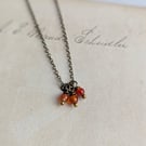 Carnelian Gemstone Cluster necklace - orange stones on bronze - golden hour