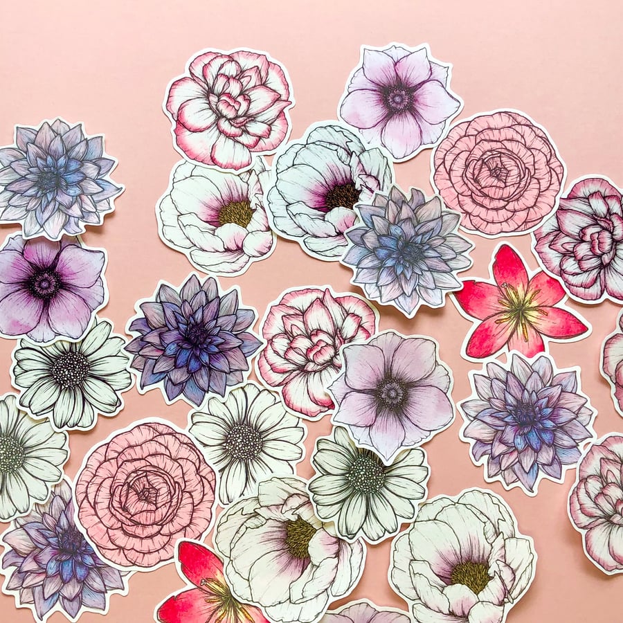 Mystery Sticker Pack! Flower Sticker, Pack of 3, Eco Friendly Vinyl