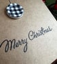Christmas bauble gingham button card handmade winter holiday greeting card - Image 4