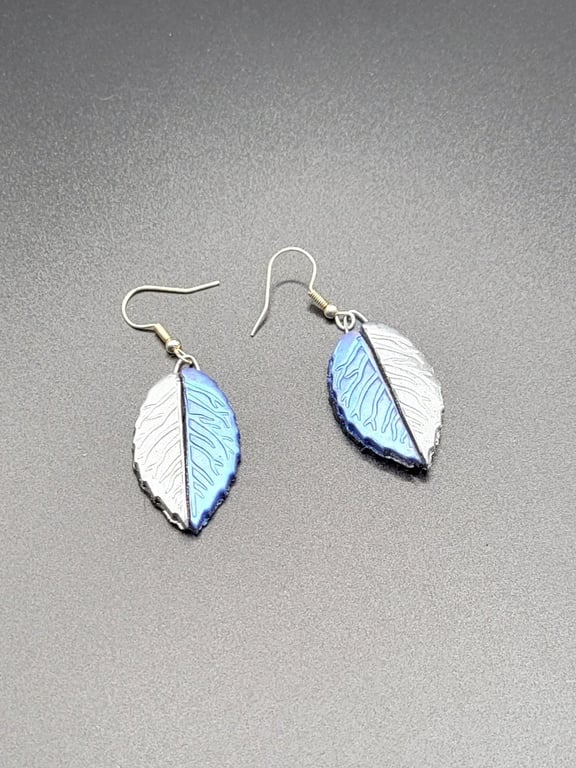 Fimo earrings leaf clay jewellery metallic with details