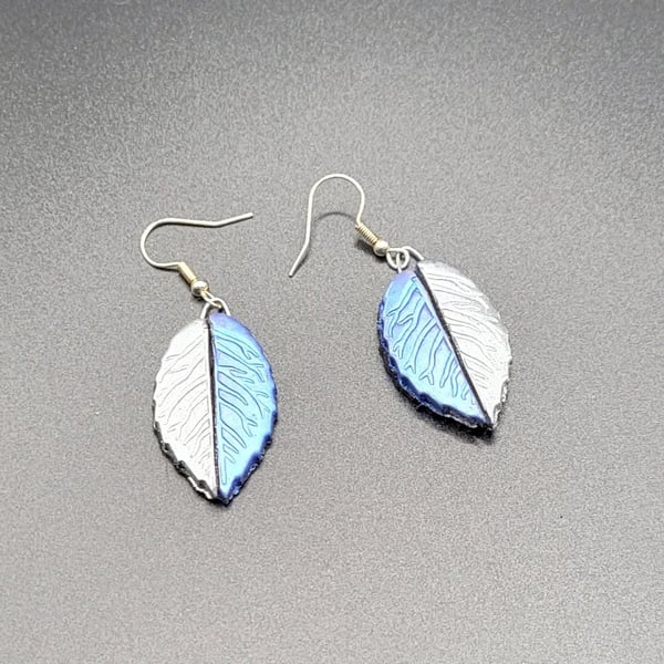 Fimo earrings leaf clay jewellery metallic with details
